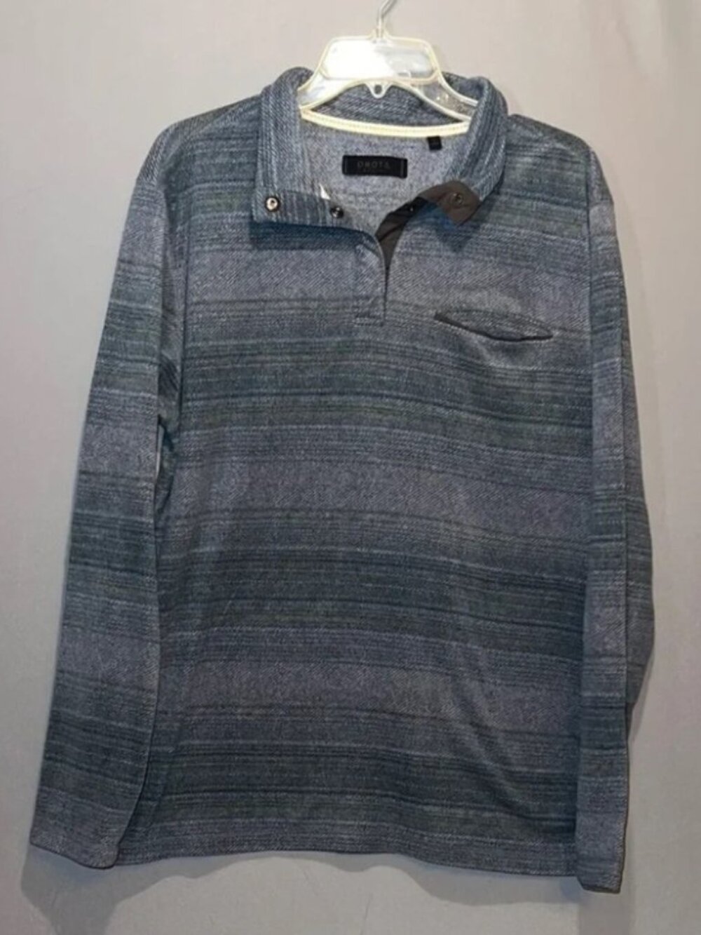 Dkota Grizzly Men’s L 1/4 Button Fleece Pullover Blue Gray Outdoors